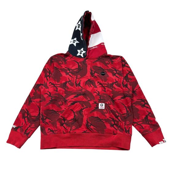 AAPE By A Bathing Ape Camo Red Hoodie Men's XL USA